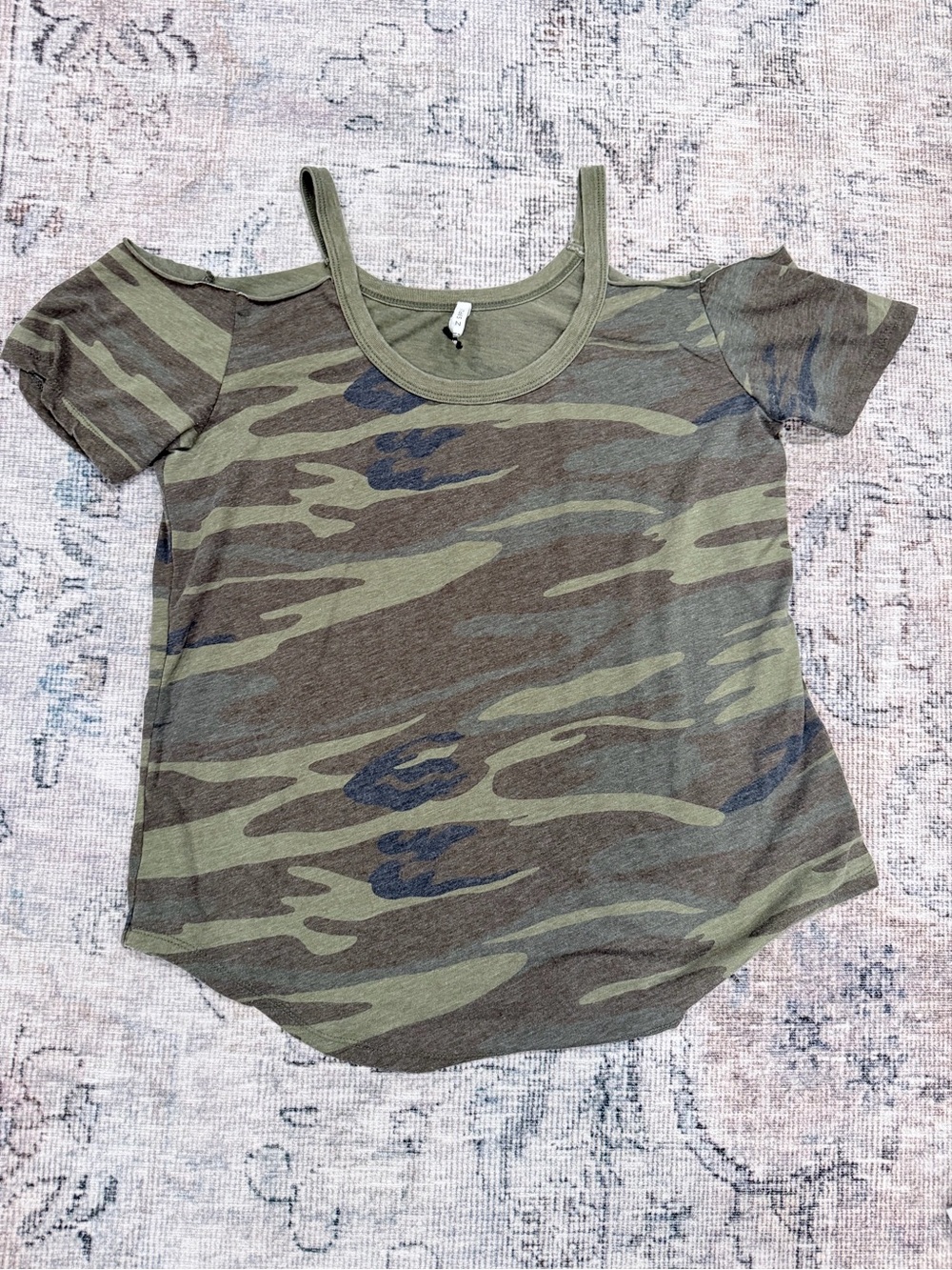 Z Supply Olive & Dark Green Camo Cold-Shoulder Tank Top